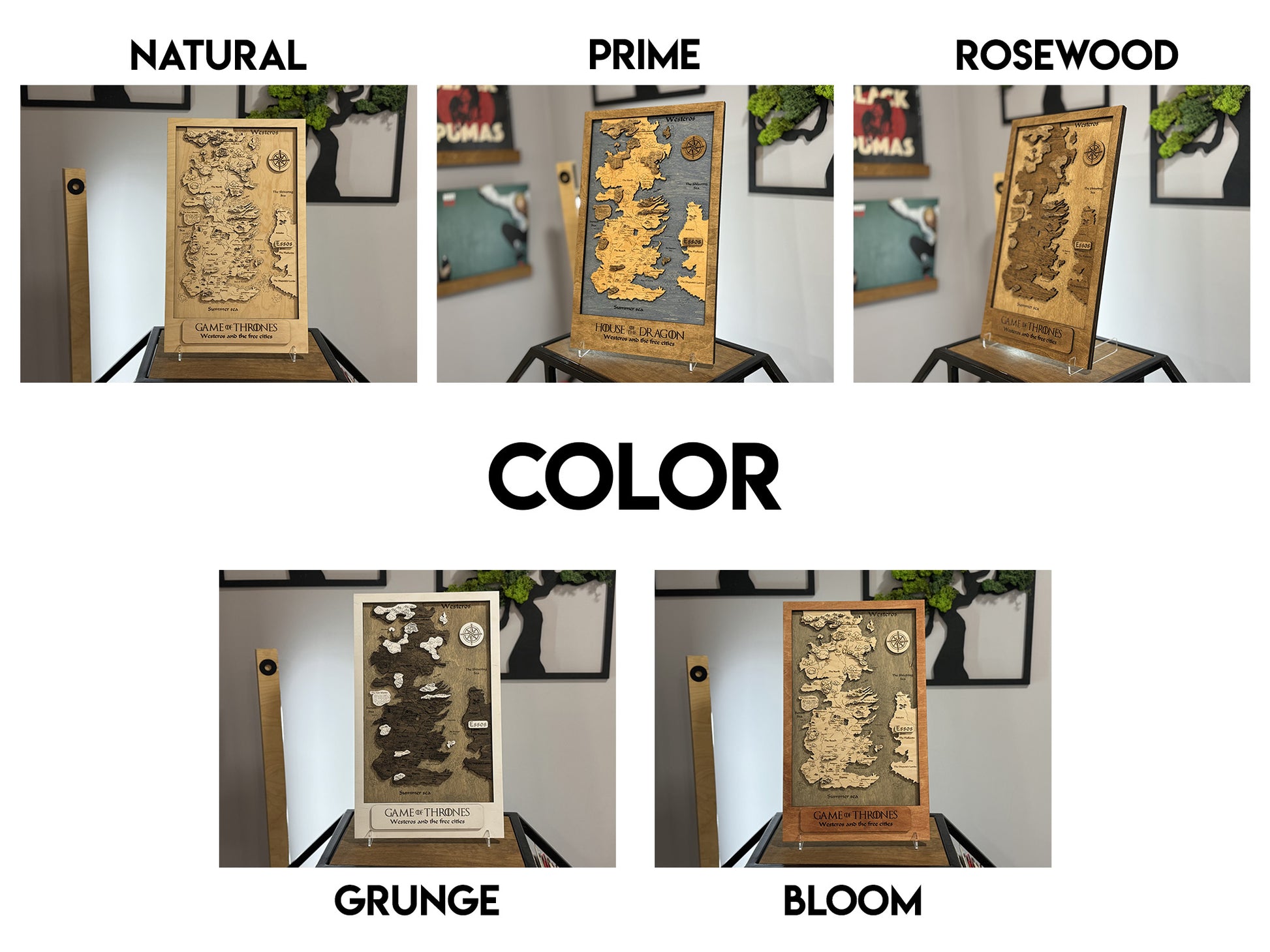 Game of Thrones map, in Bloom color, measures 50x30 cm