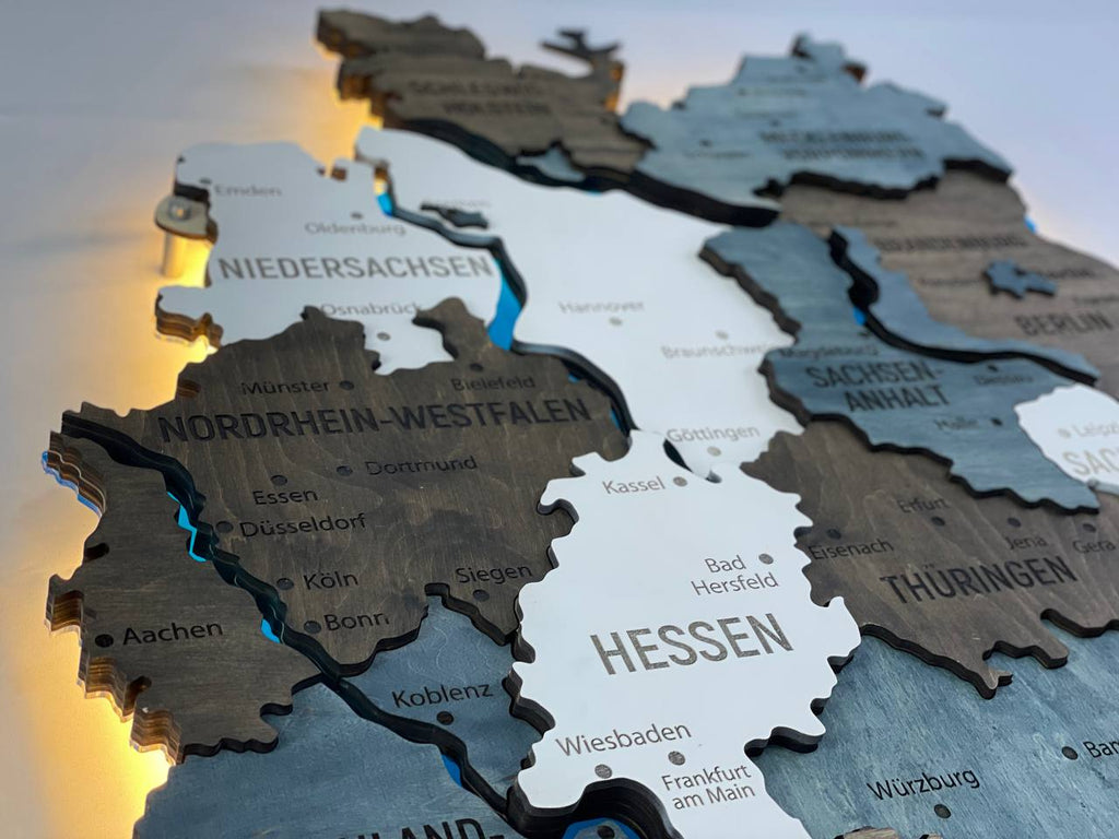 Acrylic Map of Germany with Rivers Loft Color