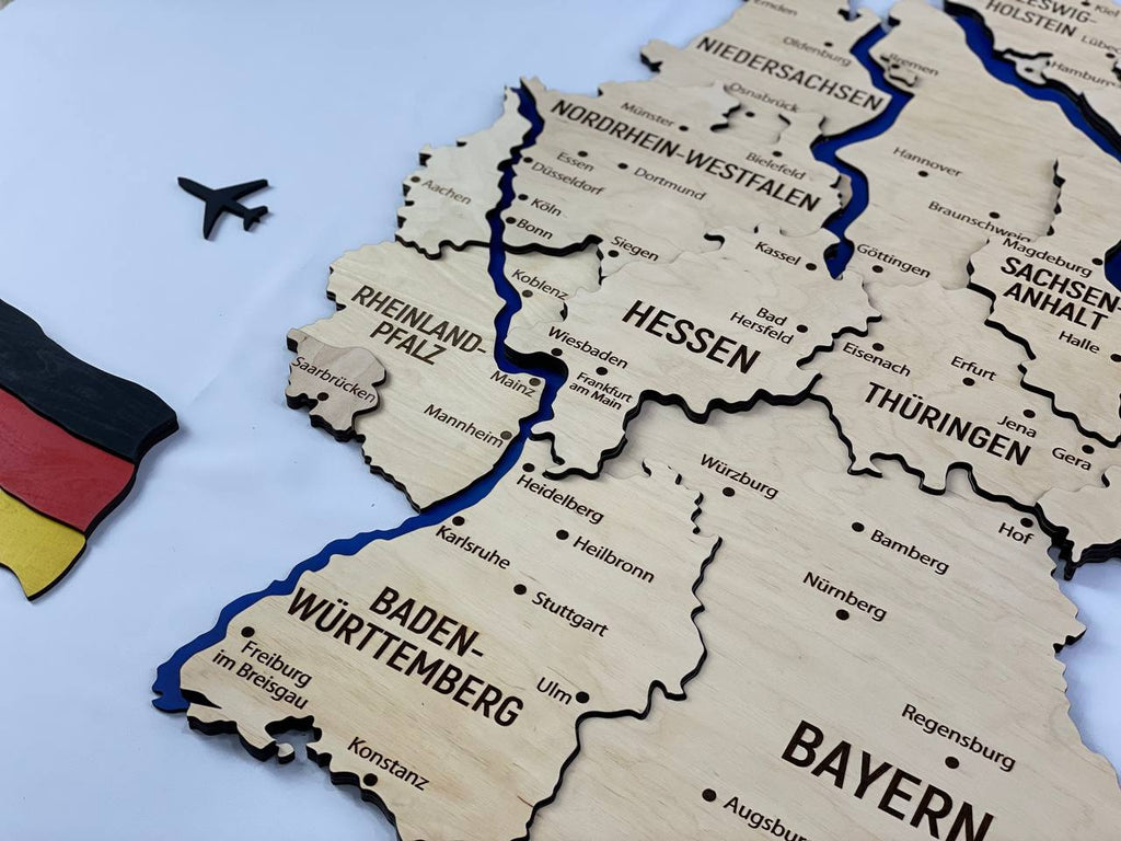 German Rivers Craft Map of Germany with Rivers Natural Color – Factura