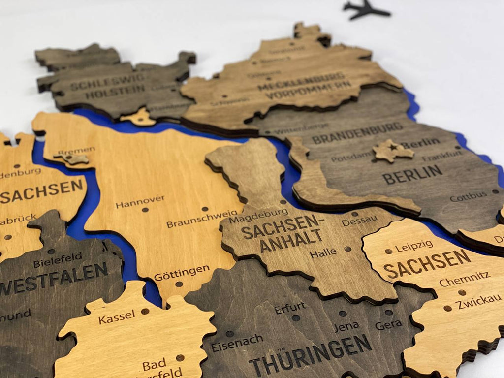 German Rivers Craft Map of Germany with Rivers Brute Color – Factura