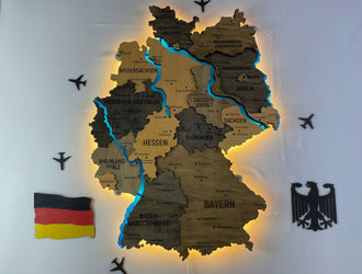 Acrylic Map of Germany with Rivers Brute Color