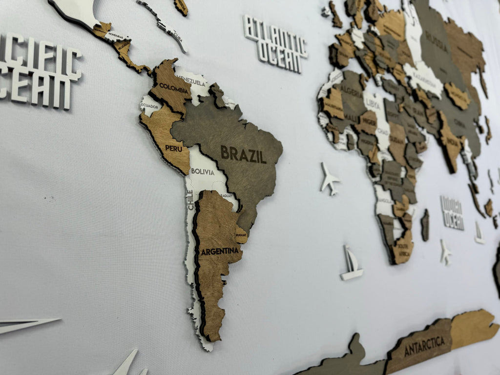 3D Wooden Multilayer world map color Miracle
