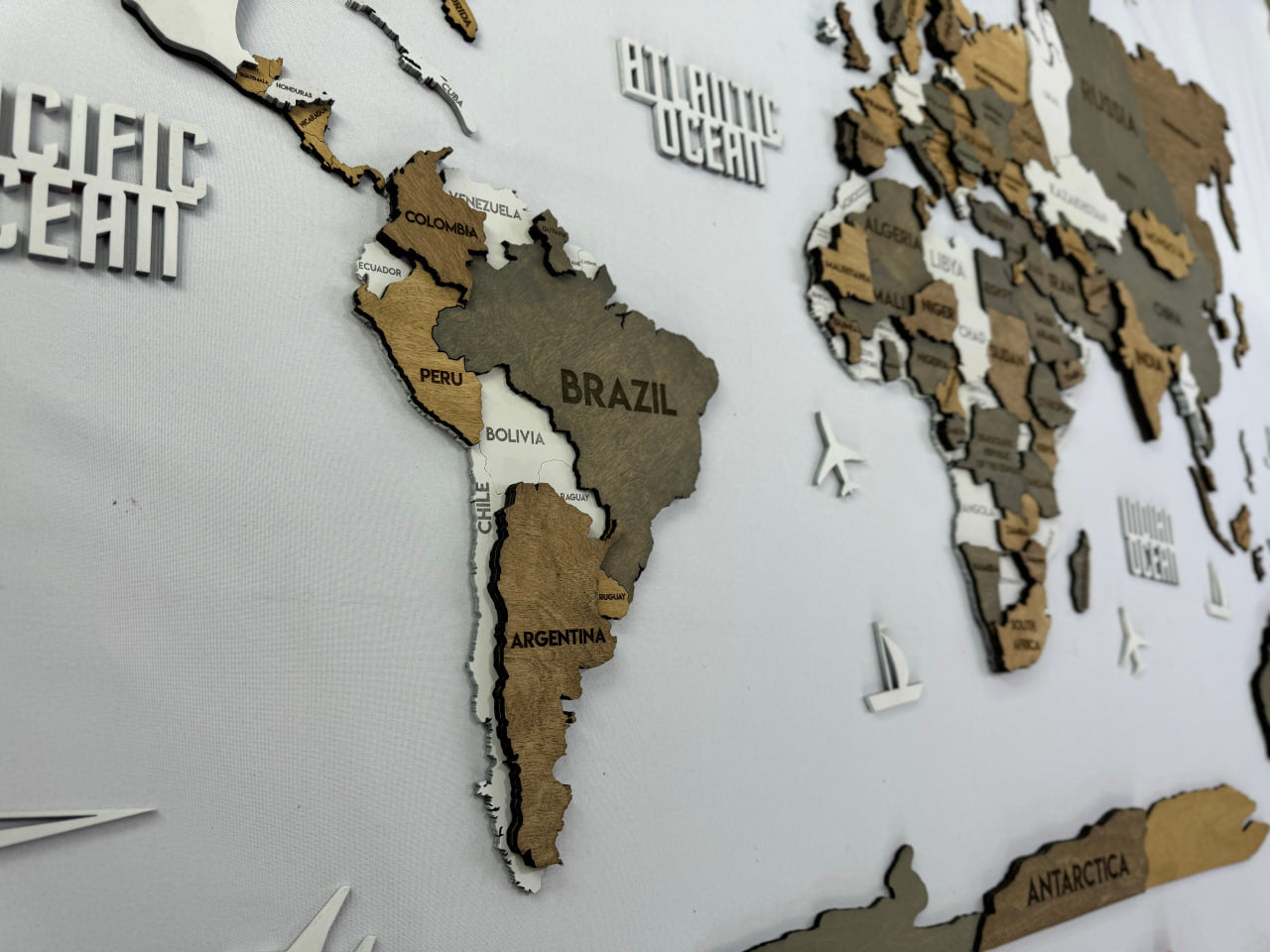 3D Wooden Multilayer world map color Miracle