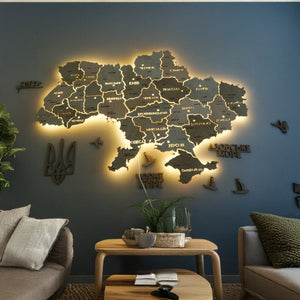 Ukraine LED map on acrylic glass with backlighting  between regions color Light Tree