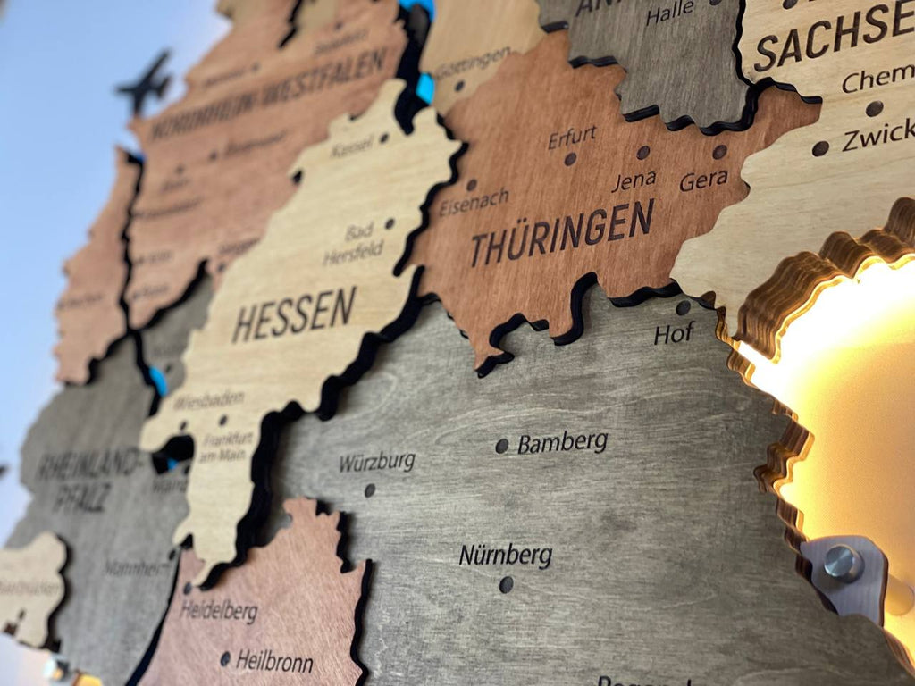 Acrylic Map of Germany with Rivers Warm Color