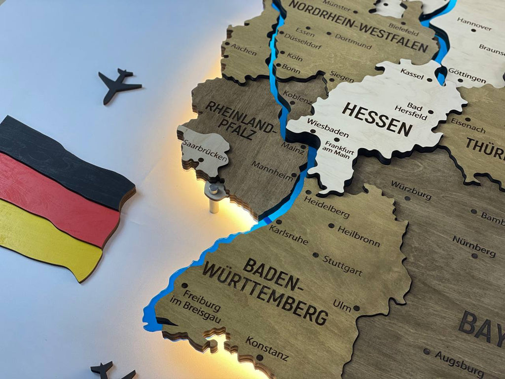 Acrylic Map of Germany with Rivers Wonder Color