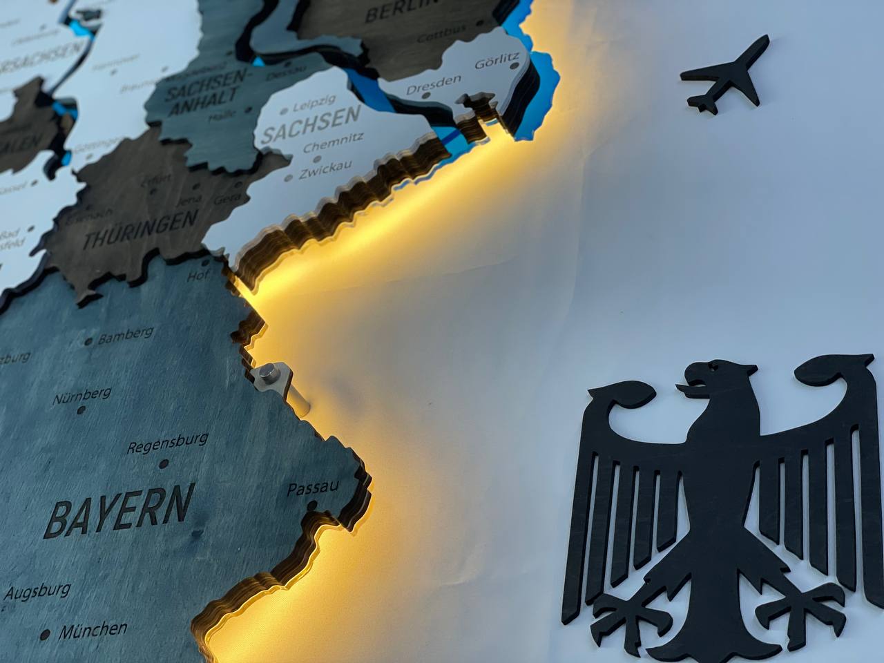 Acrylic Map of Germany with Rivers Loft Color