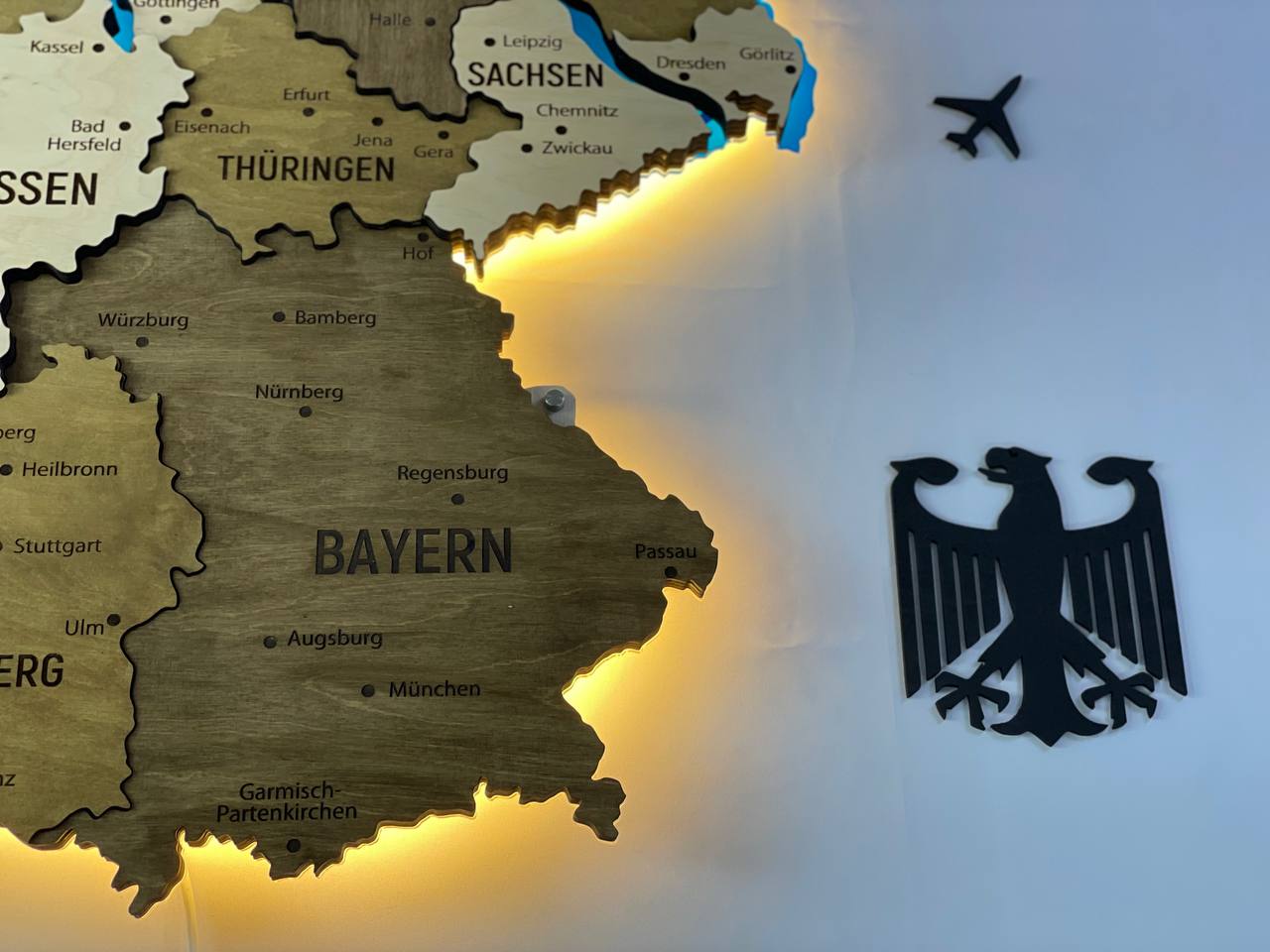 Acrylic Map of Germany with Rivers Wonder Color