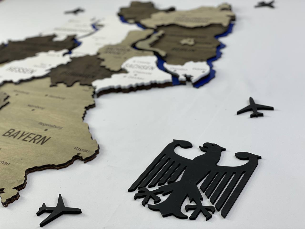 Map of Germany with Rivers Black&White Color