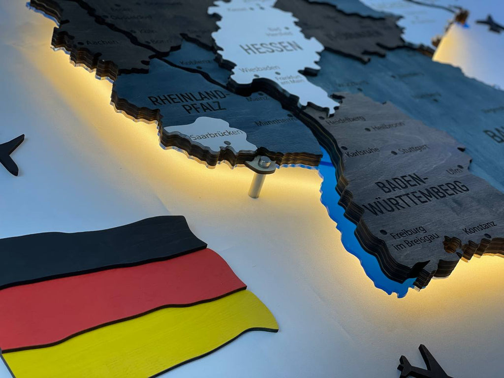 Acrylic Map of Germany with Rivers Loft Color