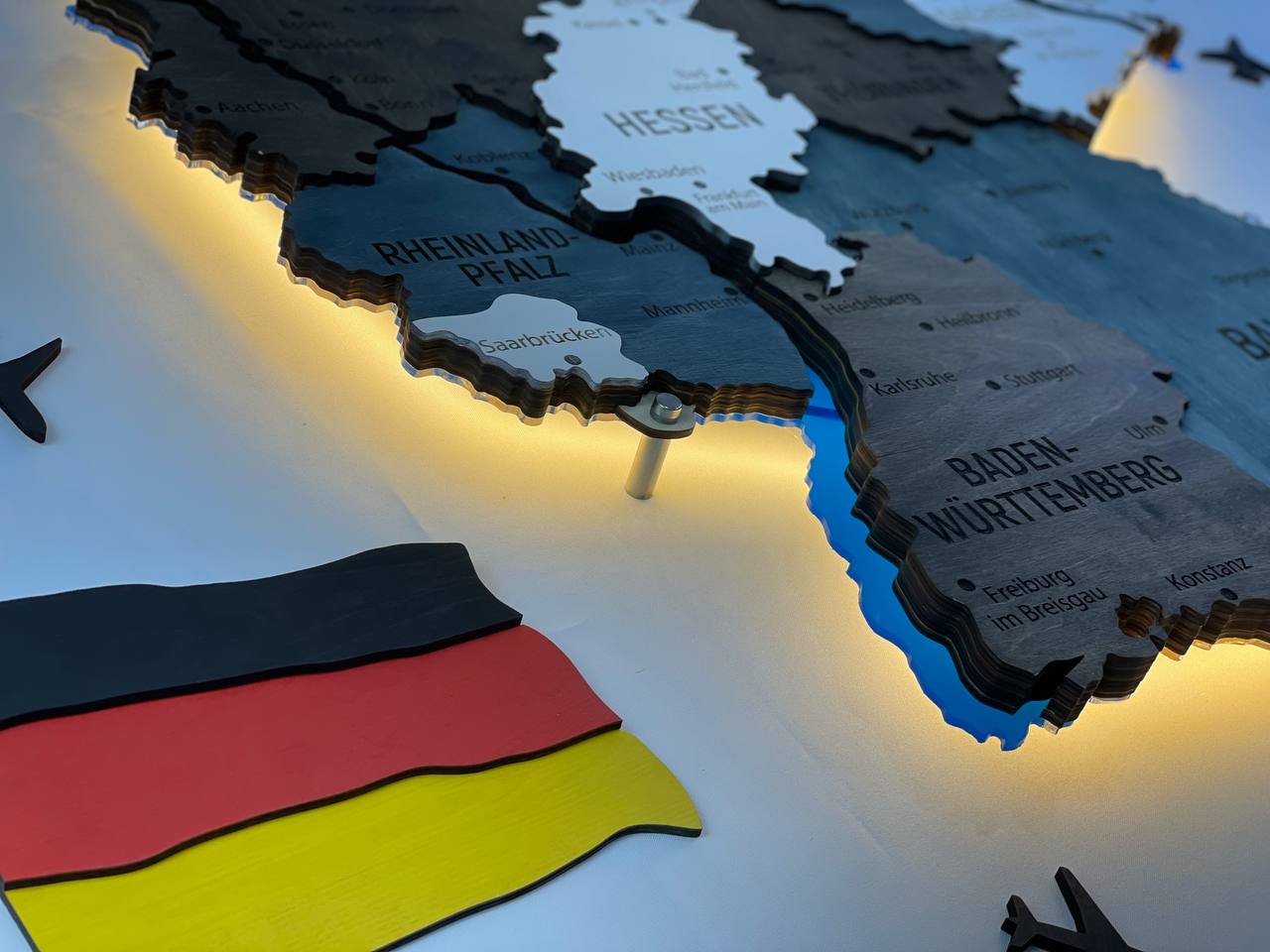 Acrylic Map of Germany with Rivers Loft Color