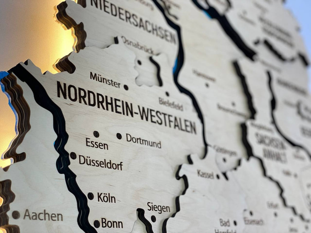 Acrylic Map of Germany with Rivers Natural Color