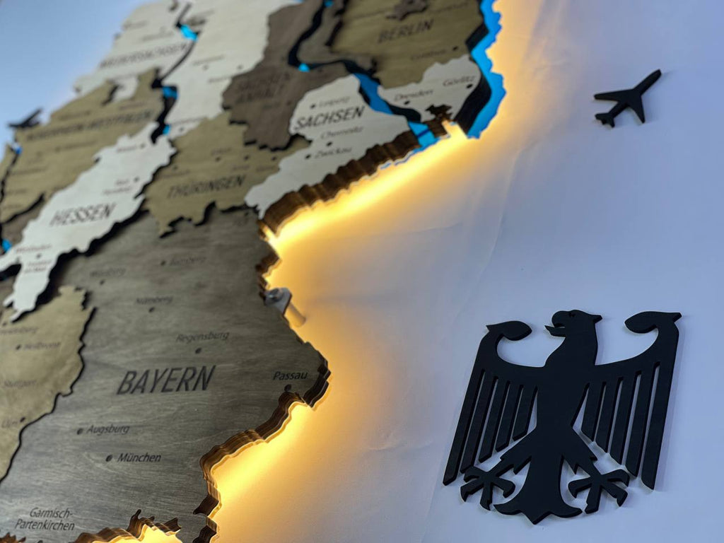 Acrylic Map of Germany with Rivers Wonder Color