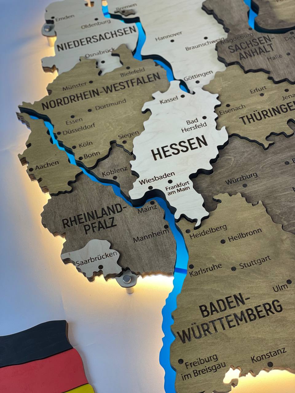 Acrylic Map of Germany with Rivers Wonder Color