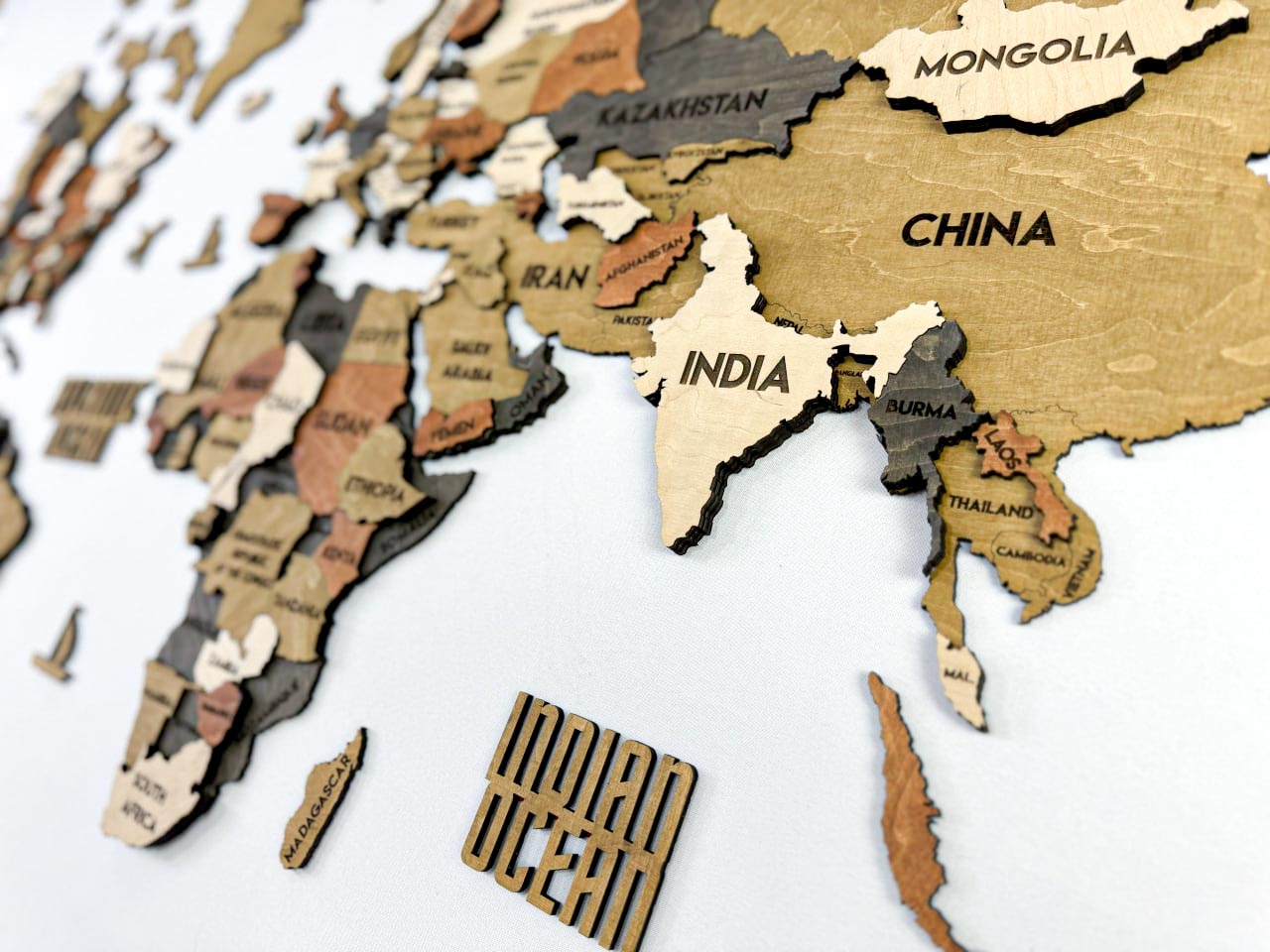 3D Wooden Multilayer world map color Classic