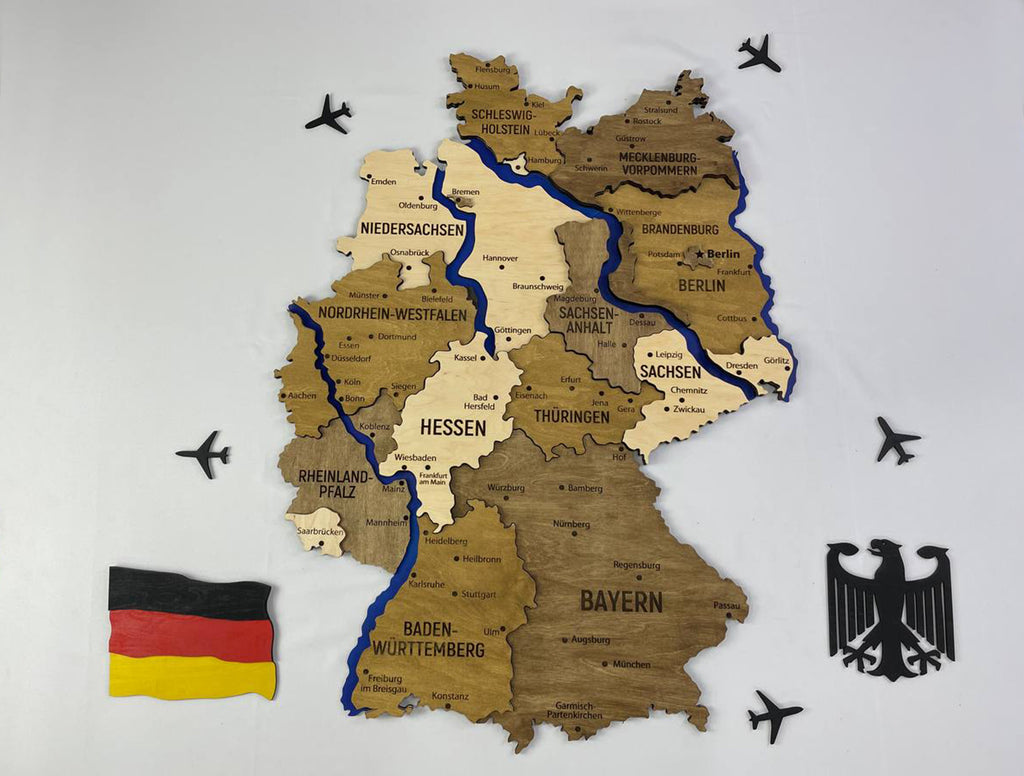 German Rivers Craft Map of Germany with Rivers Wonder Color – Factura