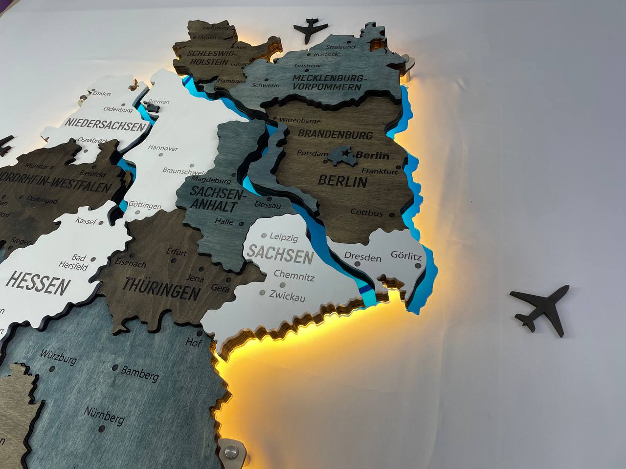 Acrylic Map of Germany with Rivers Loft Color