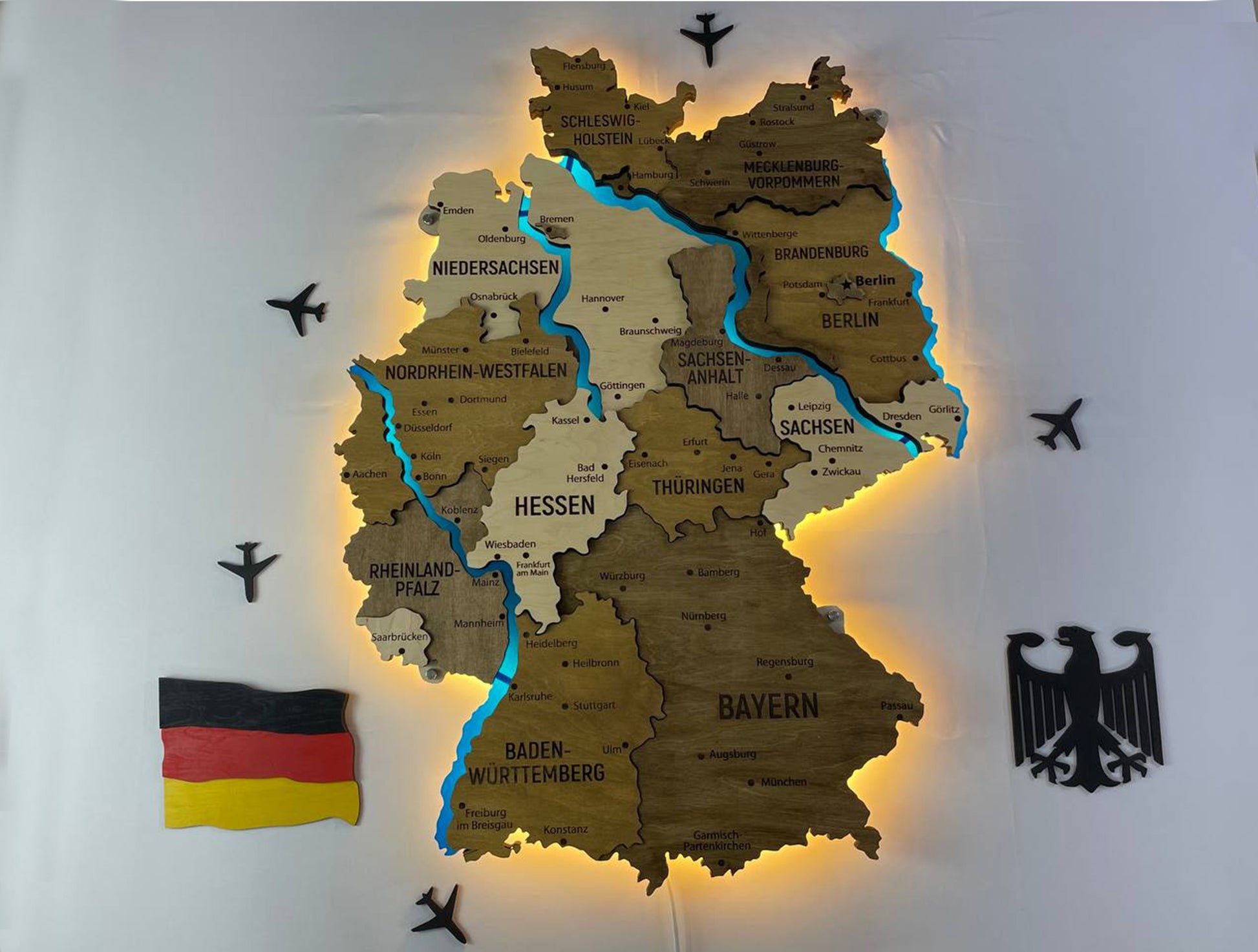 Acrylic Map of Germany with Rivers Wonder Color