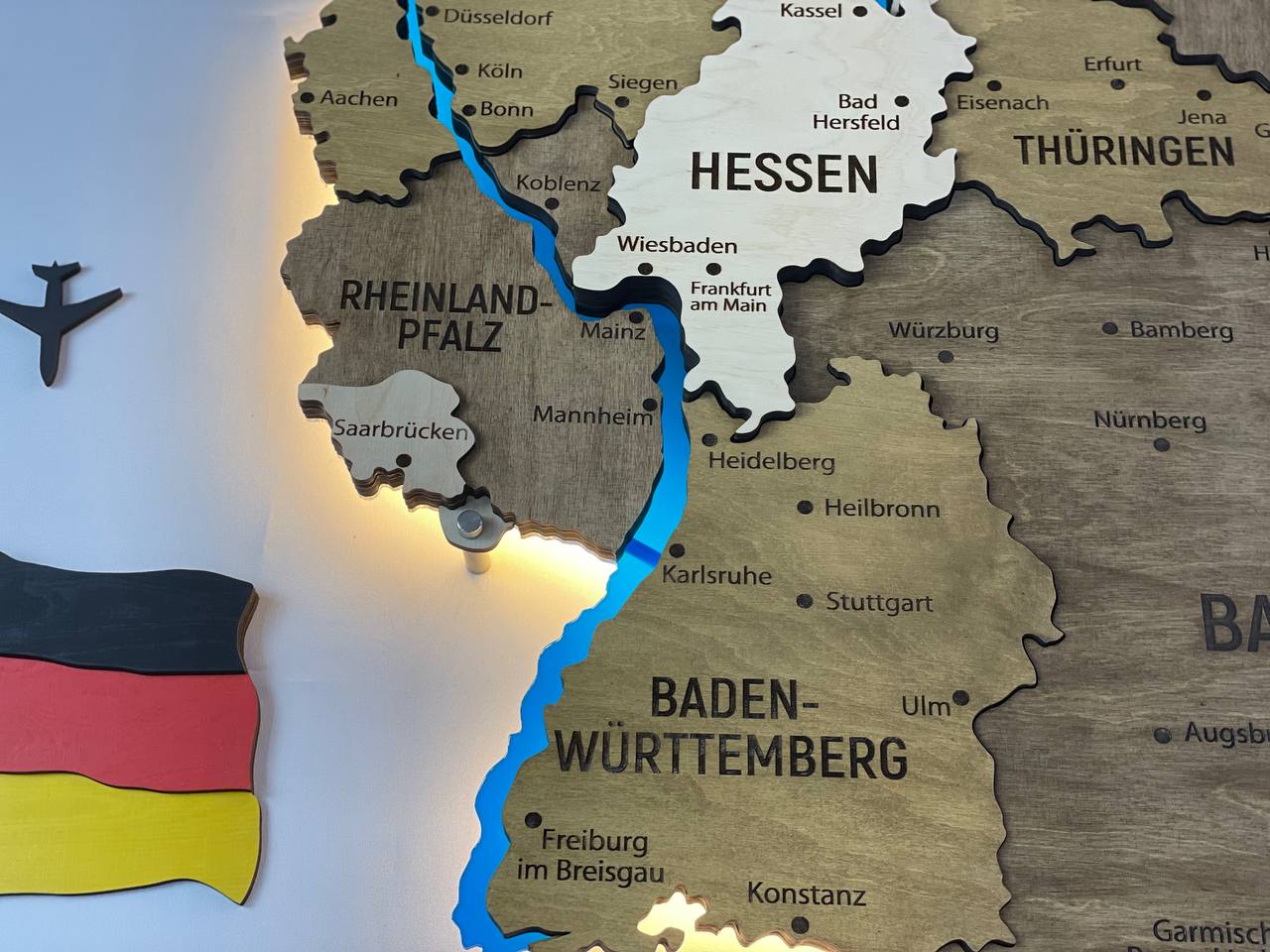 Acrylic Map of Germany with Rivers Wonder Color