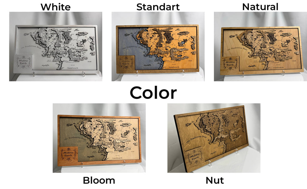 Lord of the Rings map, in Nut color, measures 50x29 cm