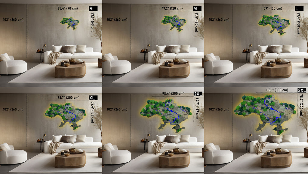 Ukraine LED map on acrylic glass with backlighting  between regions color Helsinki