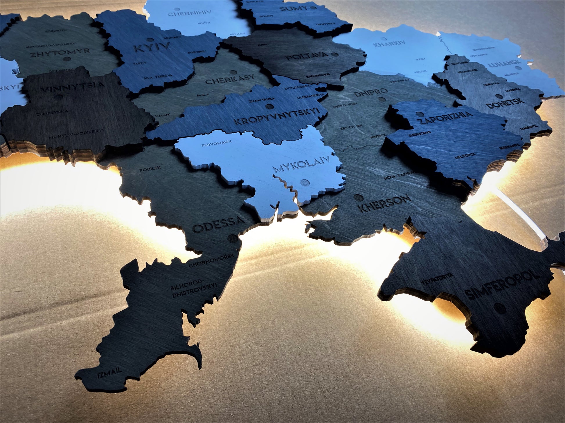 Multilayer Ukraine LED map color Loft